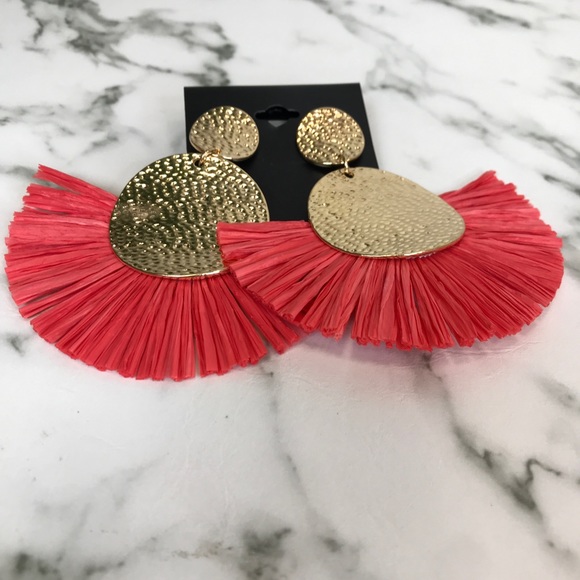 ‼️ Paper Fan Style Earrings Boho Chic Fashion Ear - Picture 2 of 8